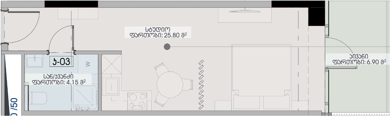 Studio, 36.9 m²