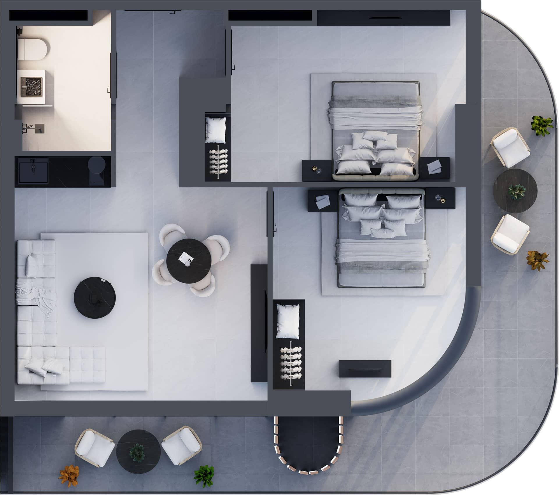 三居室, 93.1 m²