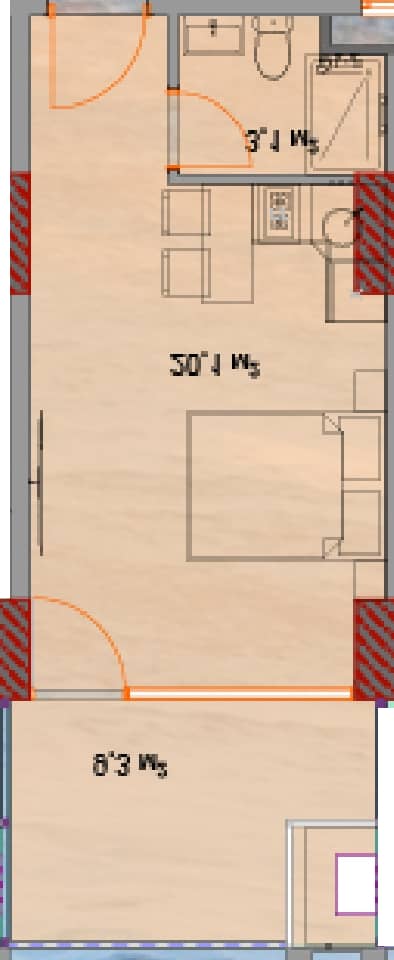 Studio, 33.2 m²