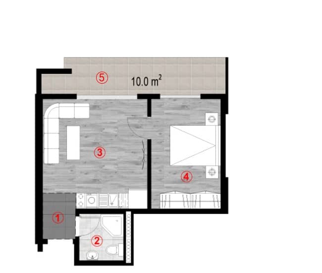 1-комн., 46 м²