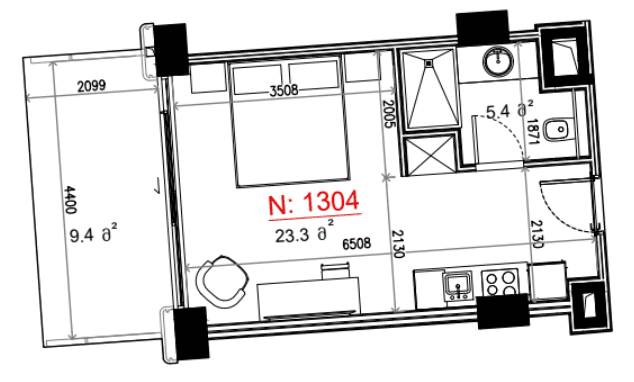 Студия, 58.1 м²