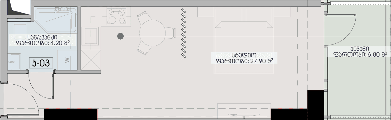 单间, 38.9 m²