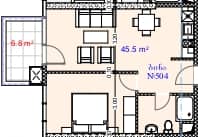 1-комн., 52.3 м²