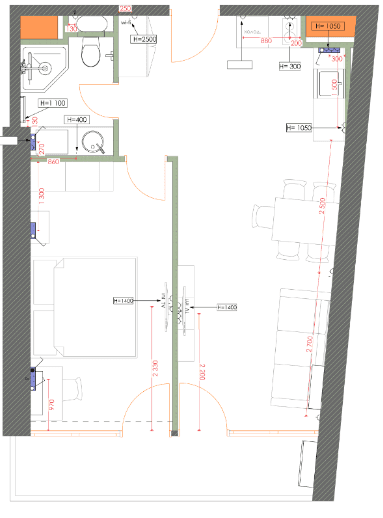 1-room, 50.9 m²