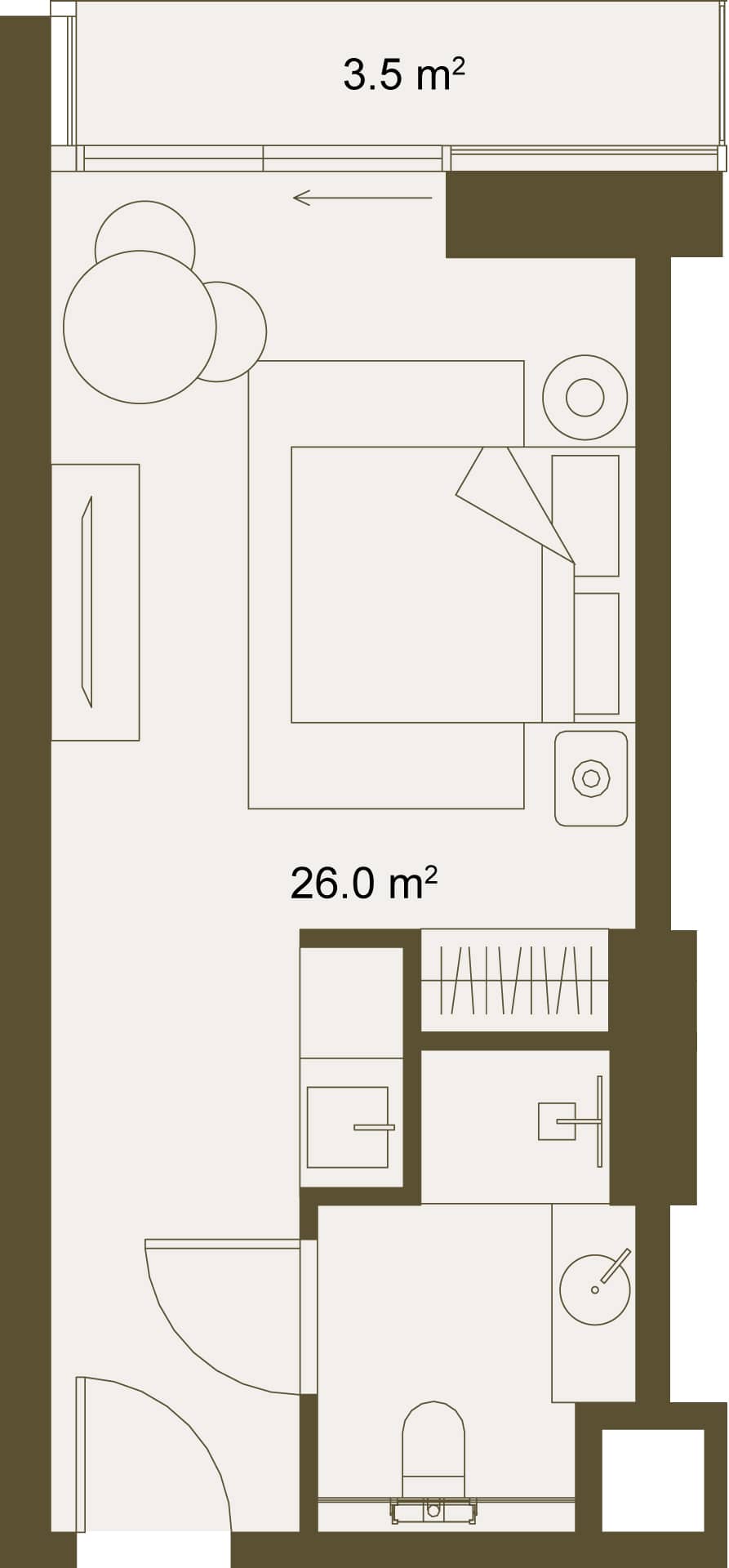 Студия, 29.5 м²