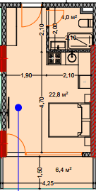 单间, 34.3 m²