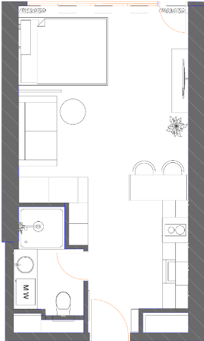 Студия, 34.9 м²
