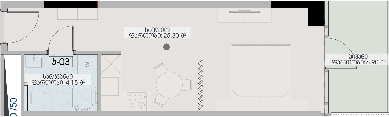 Studio, 36.9 m²
