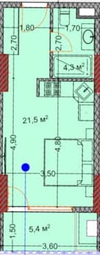 Studio, 31.4 m²