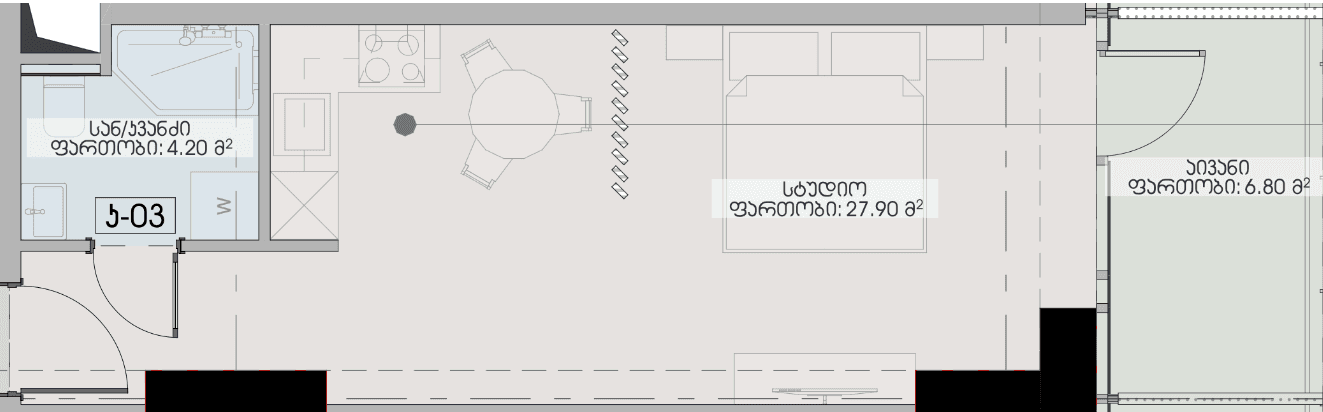 Studio, 38.9 m²