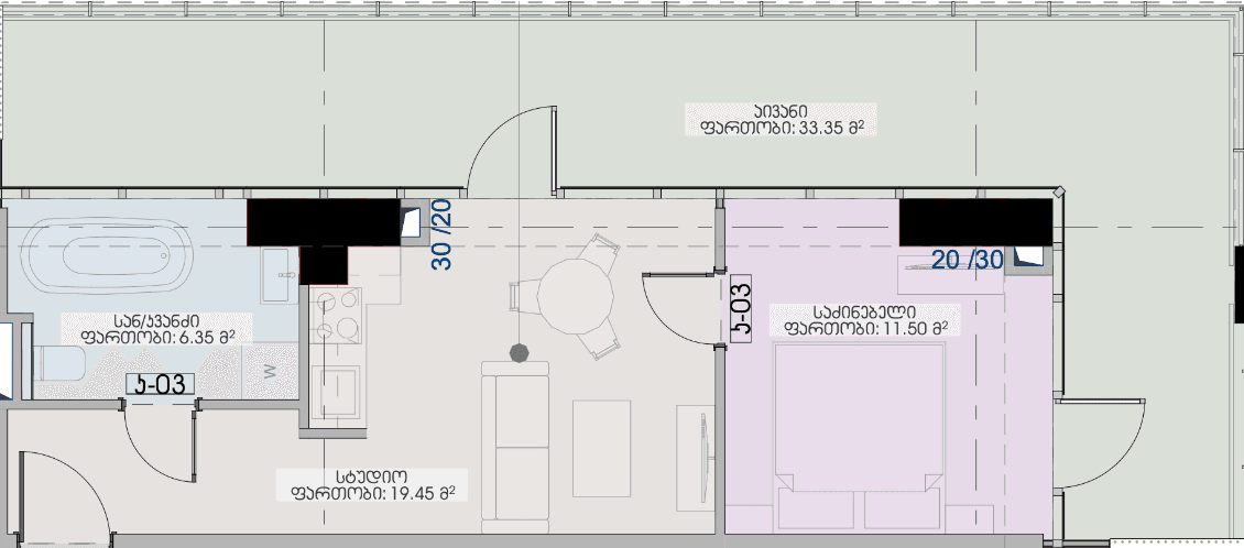 1-room, 70.7 m²