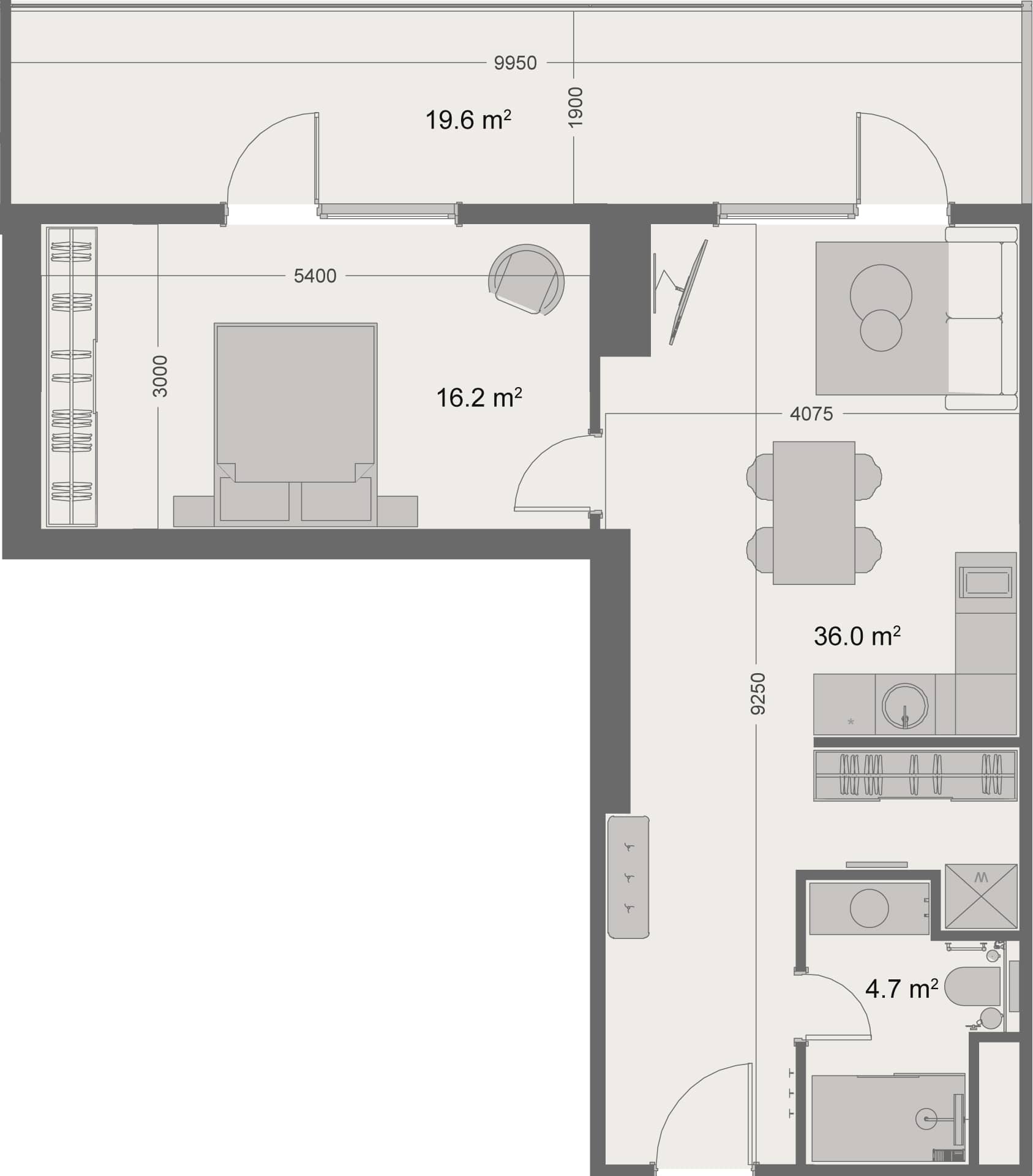 一居室, 71.8 m²