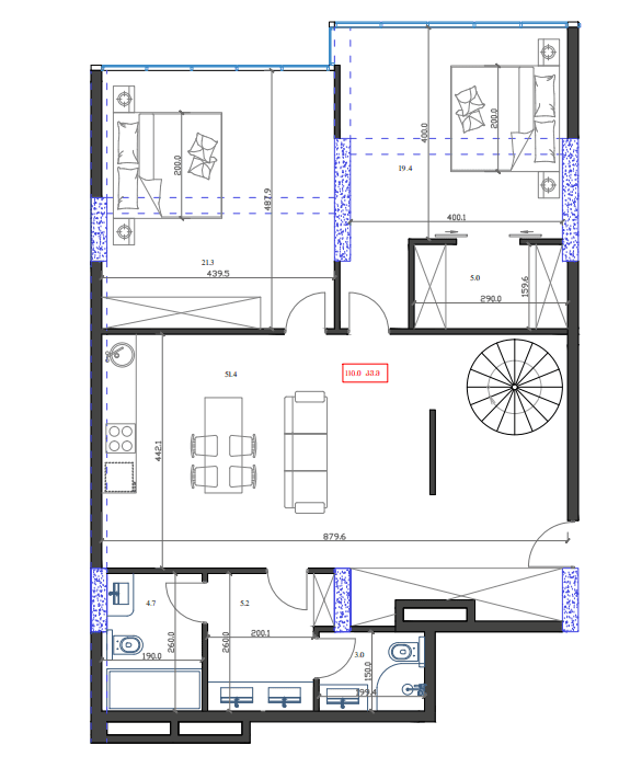 2-комн., 110 м²