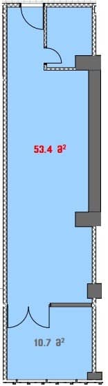 סטודיו, 53.4 מ״ר