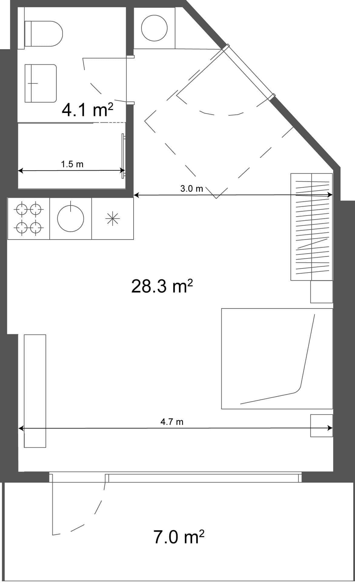 Студия, 35.3 м²