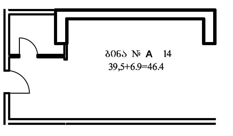 Студия, 46.4 м²