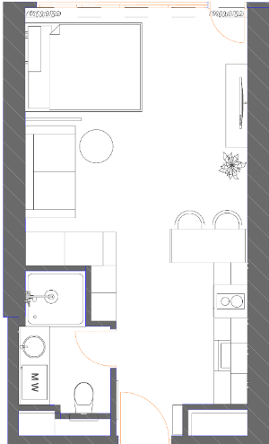 单间, 42.1 m²