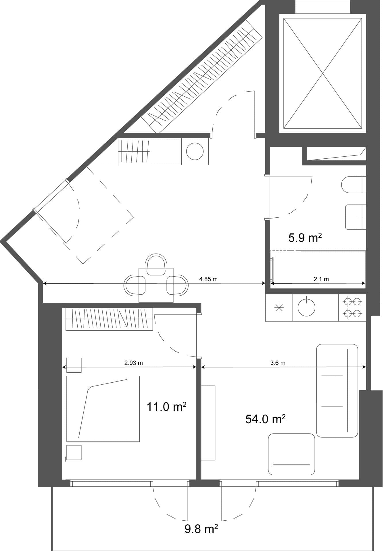 1-комн., 63.8 м²