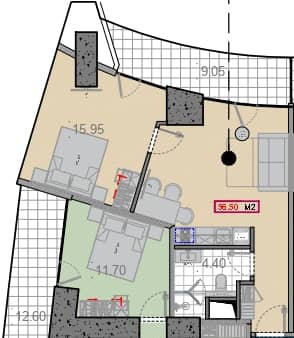 1-комн., 58.2 м²
