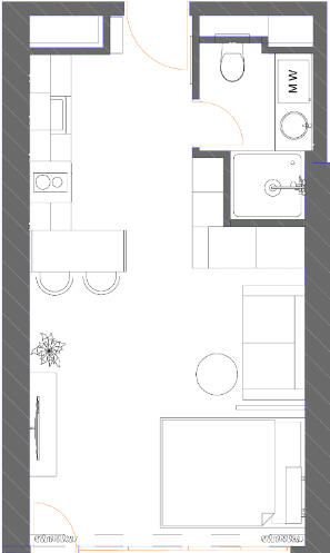 Студия, 34.9 м²
