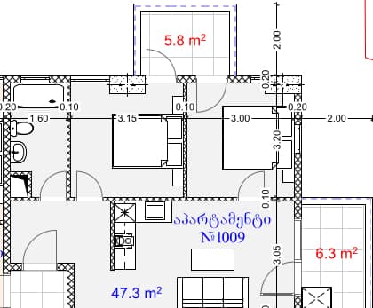两居室, 59.4 m²