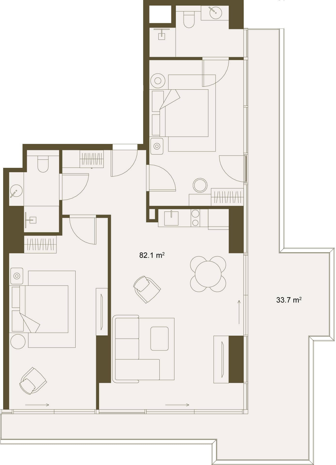 2-room, 115.8 m²