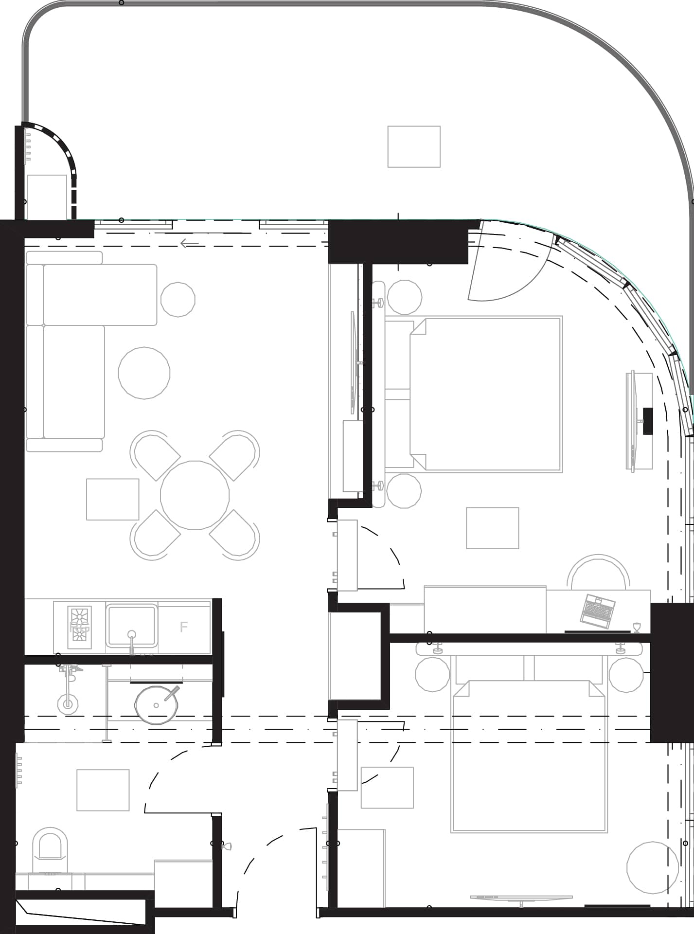 三居室, 76.7 m²