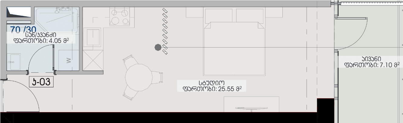 Studio, 36.7 m²