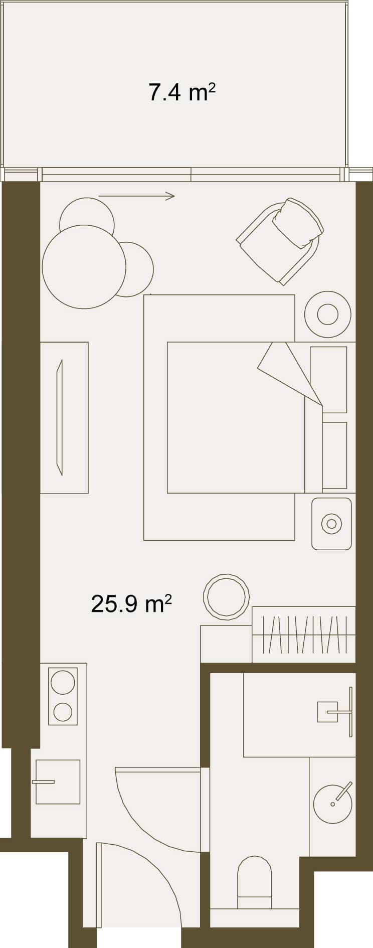 Студия, 32.6 м²