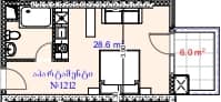 单间, 34.6 m²