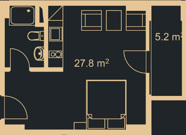Студия, 34 м²