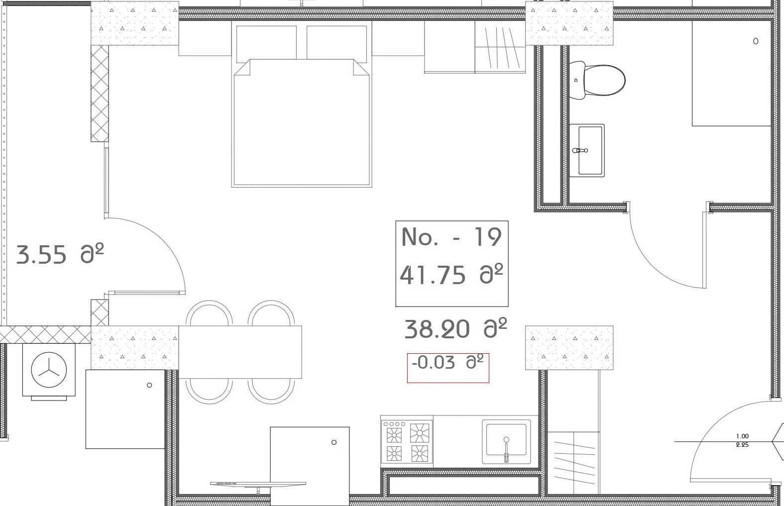 Студия, 41.8 м²