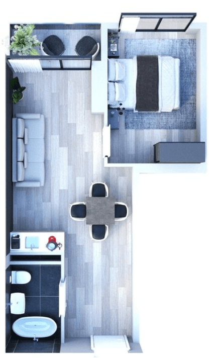 两居室, 46.3 m²