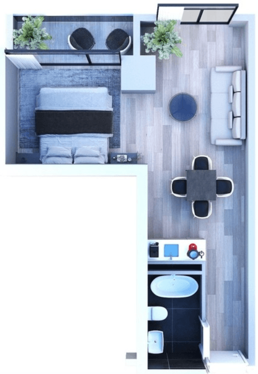 两居室, 45 m²