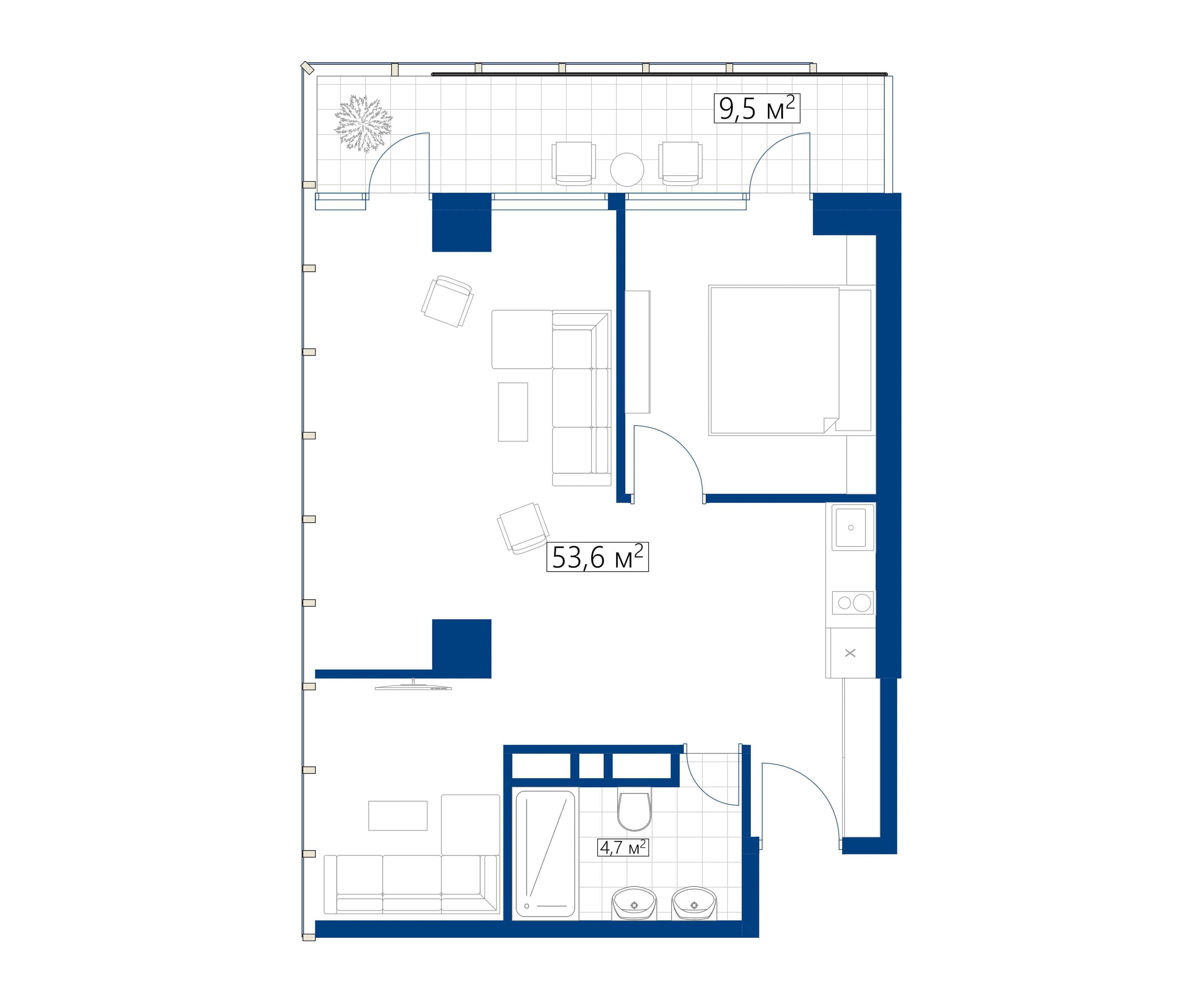 2-комн., 63.1 м²