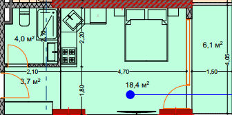 Studio, 32.7 m²