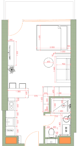 Студия, 34.7 м²