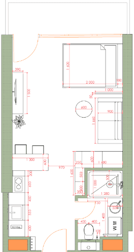 Студия, 34.7 м²