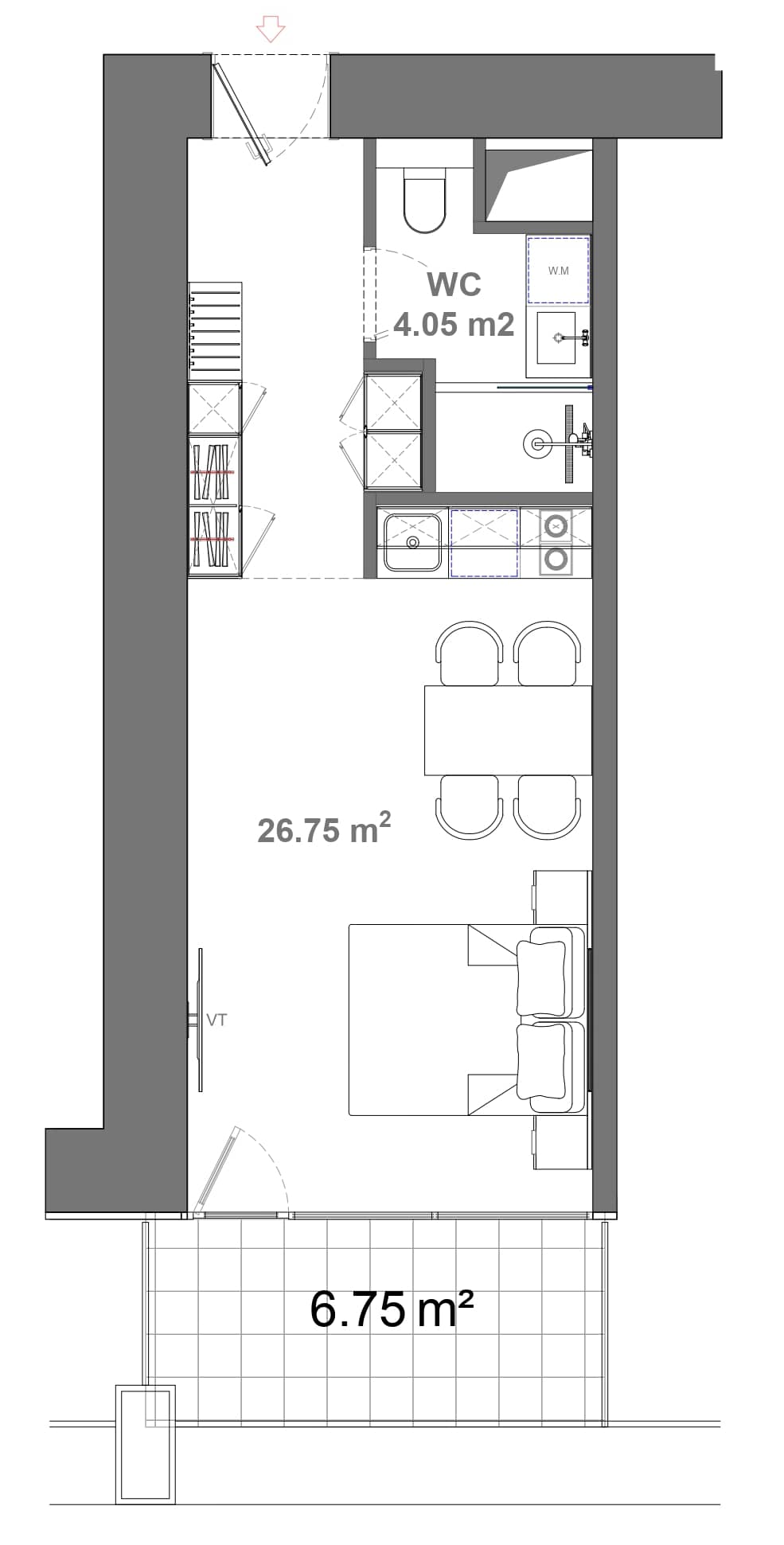 Студия, 37.5 м²