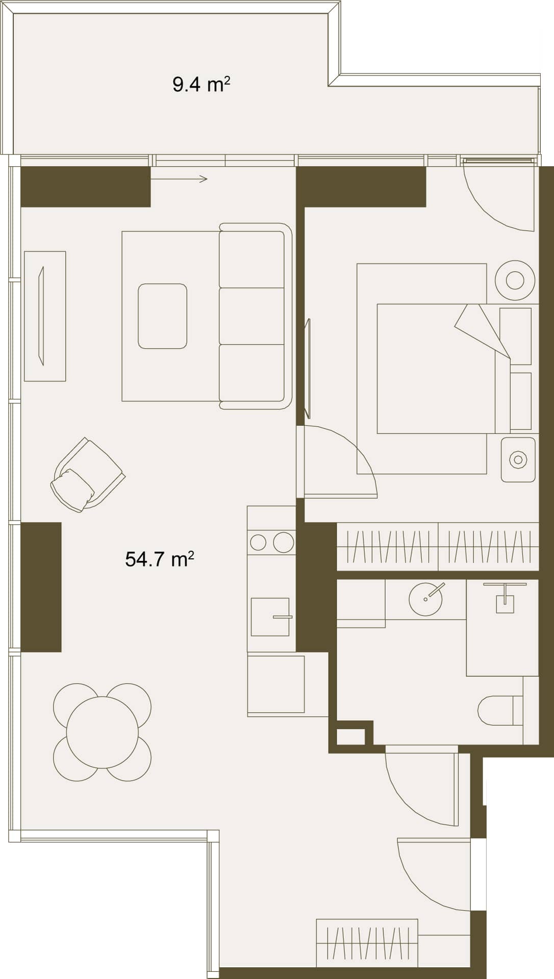 1-комн., 63.3 м²