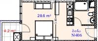 Студия, 32.8 м²
