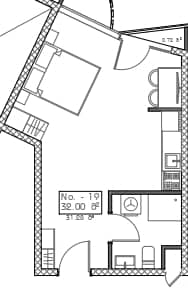 单间, 32 m²