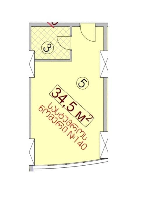 סטודיו, 34.5 מ״ר